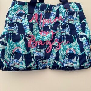 Lily Pulitzer Alpaca foldable collapsible travel tote NEW